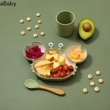 Platos de silicona para bebé, plato de succión, bonito cangrejo, plato de alimentación antideslizante, tazón de alimentación para bebé