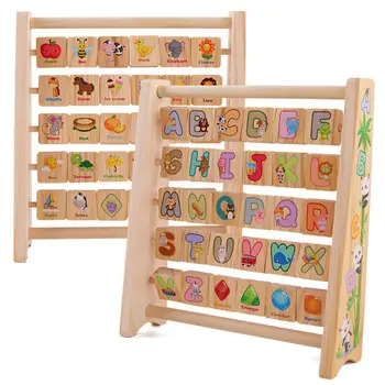 

Alphabetical flip frame wooden children's toy with 26 letters