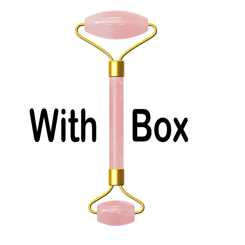 jade roller with box Натуральный нефритовый ролик, антивозрастной розовый КВАРЦЕВЫЙ ролик для похудения, массажер для лица, лифтинг, инструмент для красоты лица, Нефритовый массажный ролик - Цвет: jade roller with box