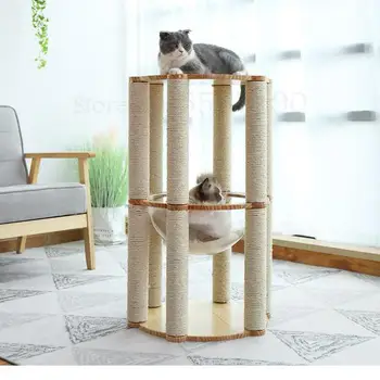

Cat climbing frame solid wood cat nest cat tree integrated capsule villa sisal cat scratch post scratch board cat toy