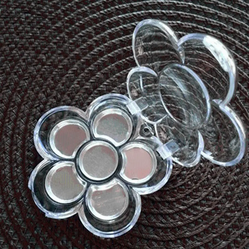 

6 Grids Plum Blossom Flower Shape Empty Eyeshadow Case Transparent Plastic DIY Lipstick Powder Box Container Cosmetic Packing To