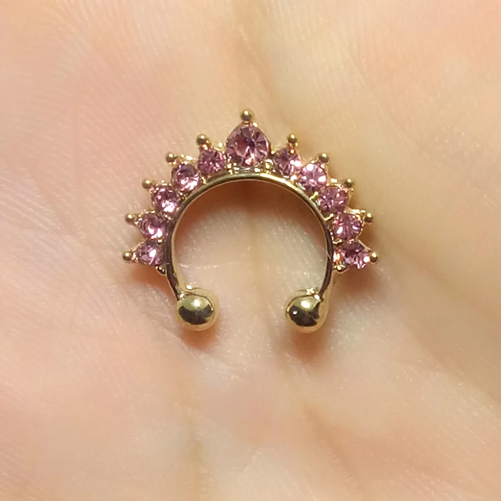 10mm Fake Septum Piercing Nose Ring Hoop For Girl Men Faux Body Clip Rings Non-Pierced Non Body Jewelry 1Pc