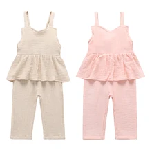 Летние комбинезоны для маленьких девочек от 9 месяцев до 5 лет, детские мягкие хлопковые Эластичные подтяжки с открытой спиной