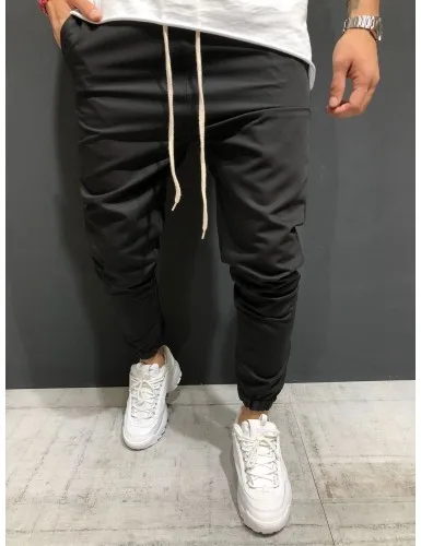 Черный Men Pants New Men's Woven Fabric for Casual Jogging Trousers with Ankle Girdle - Цвет: Черный