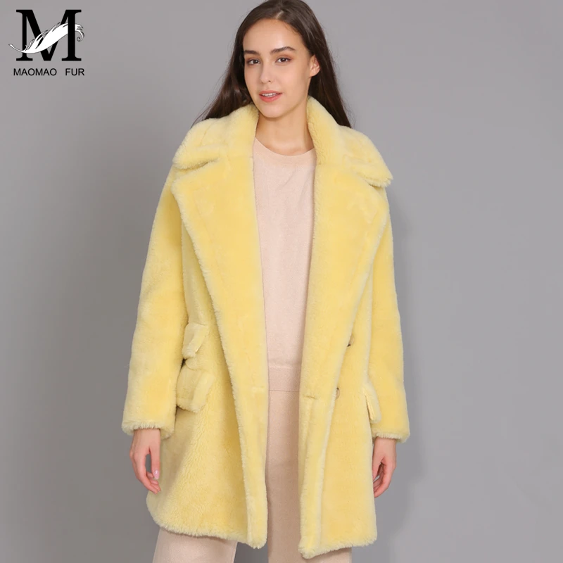 Пальто MAOMAOFUR женское из натуральной овечьей шерсти теплая Модная Верхняя одежда