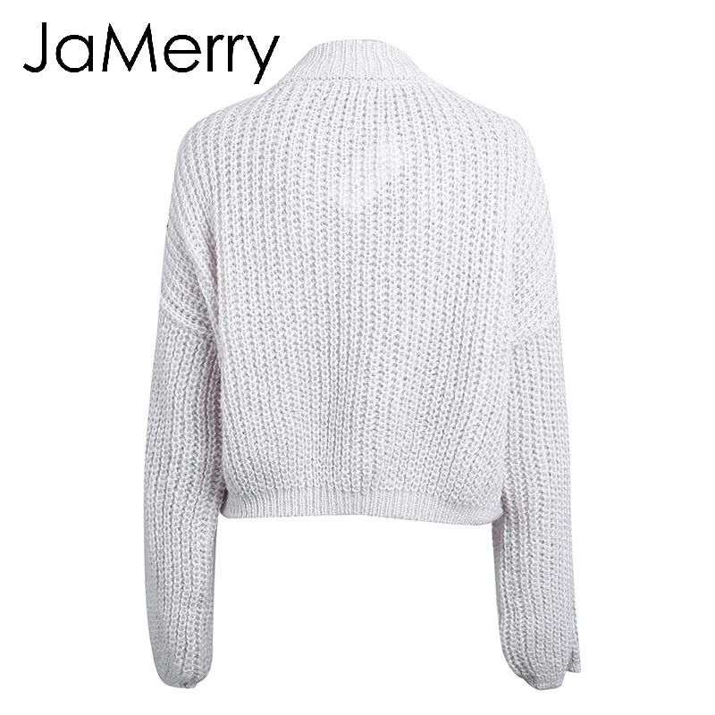 JaMerry Винтаж зимний фонарь рукав вязаный свитер пуловер Для женщин Свободные Круглый воротник красный свитер женский Осень свитер для повседневной носки трикотаж