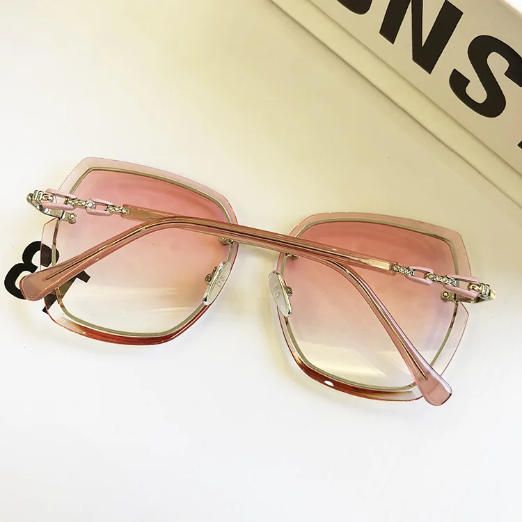 High Quality Women Rimless Square Sunglasses 2022 Brand Designer Sun Glasses Vintage Shades Female Pink Eyewear Gafas De Sol sunglasses for women