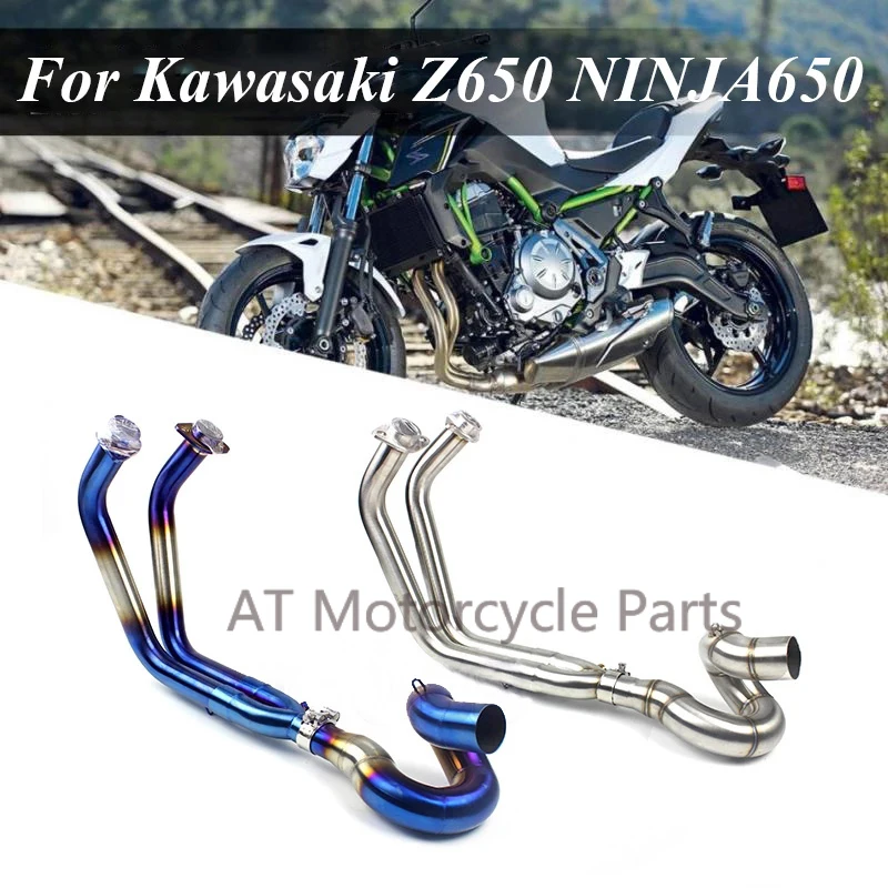 

Motorcycle Exhaust System Front Pipe Stainless Steel Escape Moto Pitbike Modified Slip on For kawasaki Z650 Ninja650 ATV