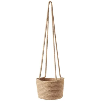

Indoor Hanging Flower Pot Woven Plant Basket Up to Flower Pot Macrame Plant Hook Modern Storage Storage Home Decoration