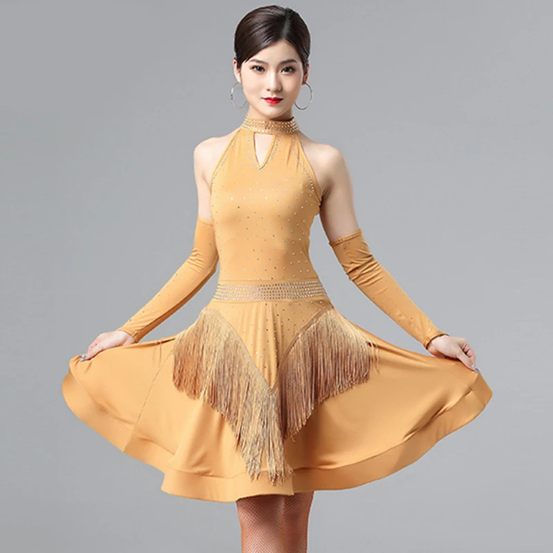 

Adult Female Tassel Latin Dance Dress ChaCha Rumba Dancing Competition Clothes Samba Salsa Dancewear ChaCha Stage Costume YS2938