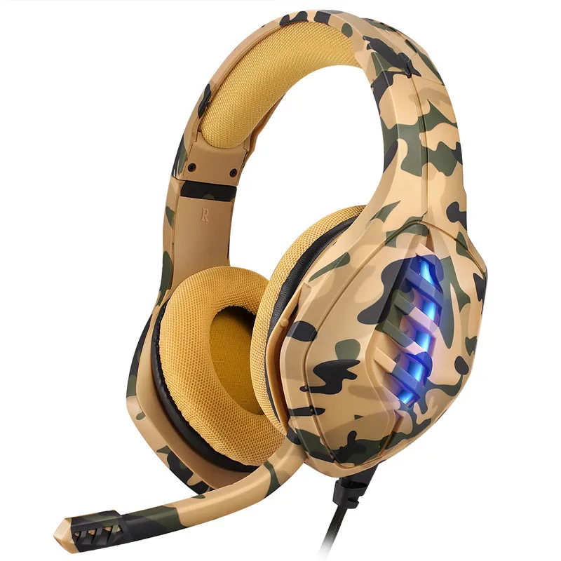 Camouflage 3 5mm Headset Wired With Microphone Computer Luminous Game Headset Eating Chicken
