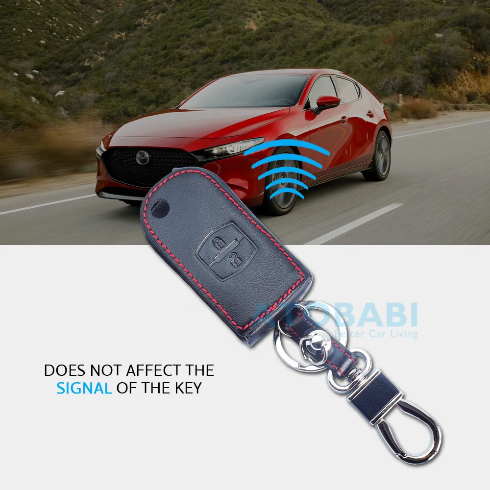 Чехол для автомобильного ключа из натуральной кожи Mazda 2 3 6 CX5|2 button|key case for carcar key cover