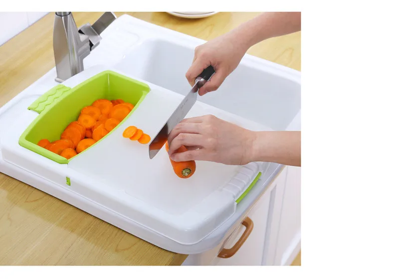 Многофункциональный разделочный блок пластиковая корзина для слива Съемная разделочная доска кухонные принадлежности