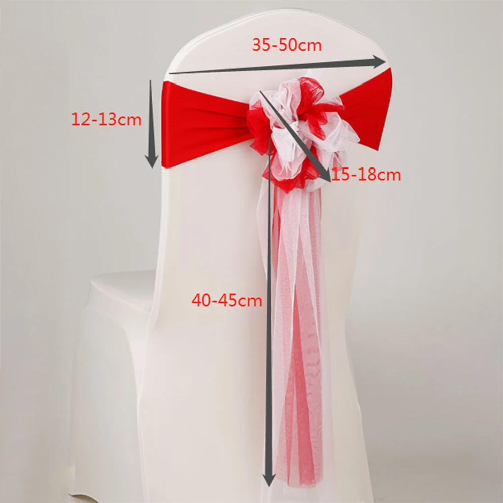 Organza Chair Sash Bow Elastic Chair Ribbon Back Tie Bands for Hotel Wedding Party Ceremony Banquet Wedding Chairs Decoration