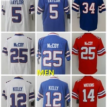 Мужская футболка для взрослых Jim Kelly 12 Tyrod Taylor 5 LeSean McCoy 25 Sammy Watkins 14 Thurman Thomas 34 Buffalo
