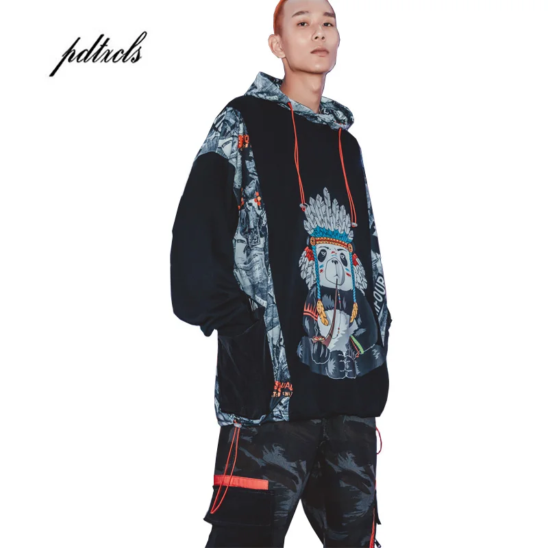 Nieuwe High Street Losse Grote Zak Streetwear Afdrukken Cartoon Anim Sweatshirts Hot Patchwork Hip hop Stranger Dingen Mens Hoodies Nieuwe High Street Losse Grote Zak Streetwear Afdrukken Cartoon Anim Sweatshirts Hot Patchwork Hip hop Stranger Dingen Mens Hoodies