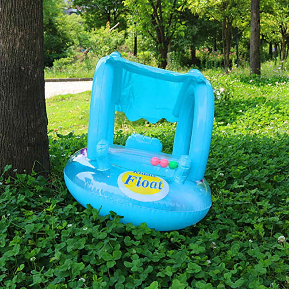 Надувное солнцезащитное детское водное плавающее сиденье лодка плавательное кольцо бассейн игрушка водный спорт креативный автомобиль форма с солнцезащитным козырьком
