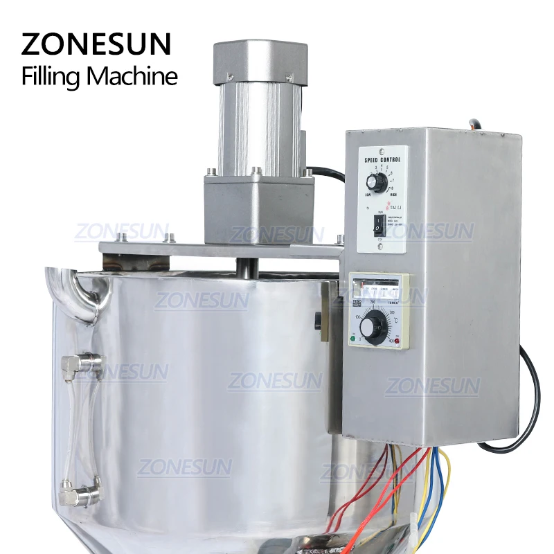 ZONESUN пневматический наполнитель с миксером нагревательная бутылка для пасты машина для наполнения вязкой жидкости шоколадного соуса упаковочное оборудование