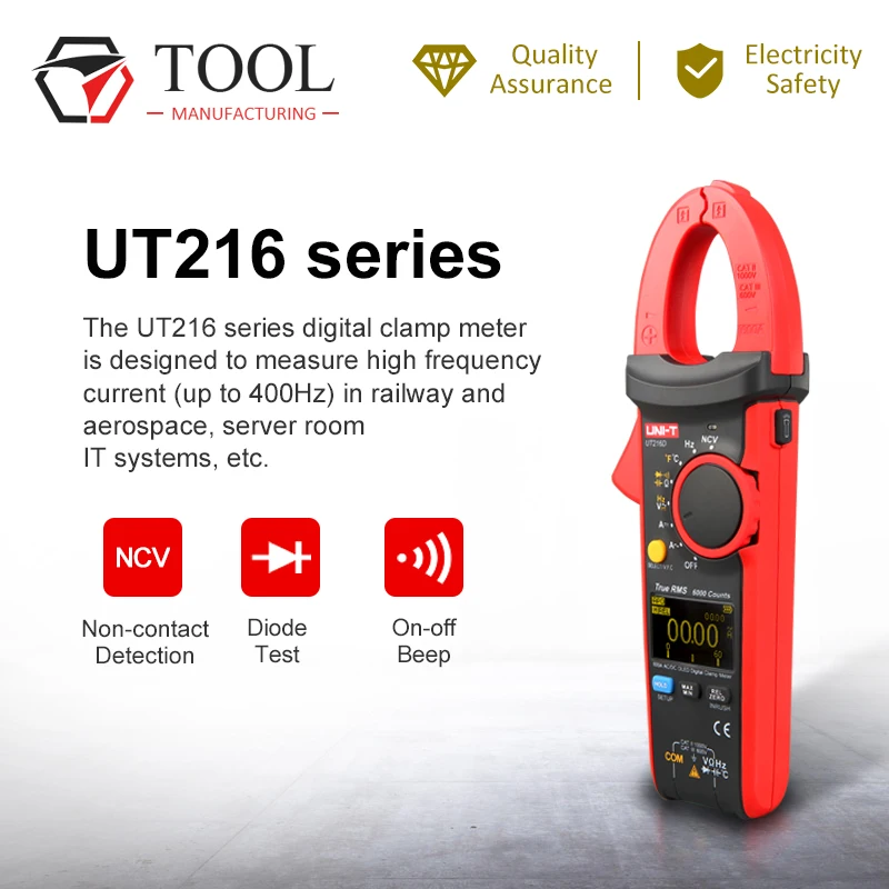 

UNI-T Digital Clamp Meter True RMS Power Detector Automatic Range / Hand-held Clamp Meter Voltage \ Current Monitor UT216A / B