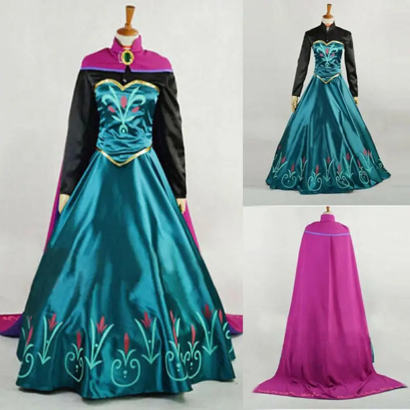 Новые женские платья для вечеринки на Хэллоуин, косплей принцесса Эльза Анна, костюм, длинное платье, США