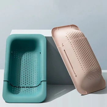 

Nordic Adjustable Dish Drainer Storage Rack Vegetable Basket Home Kitchen Storage Organizer for Bowl Plate Fruit