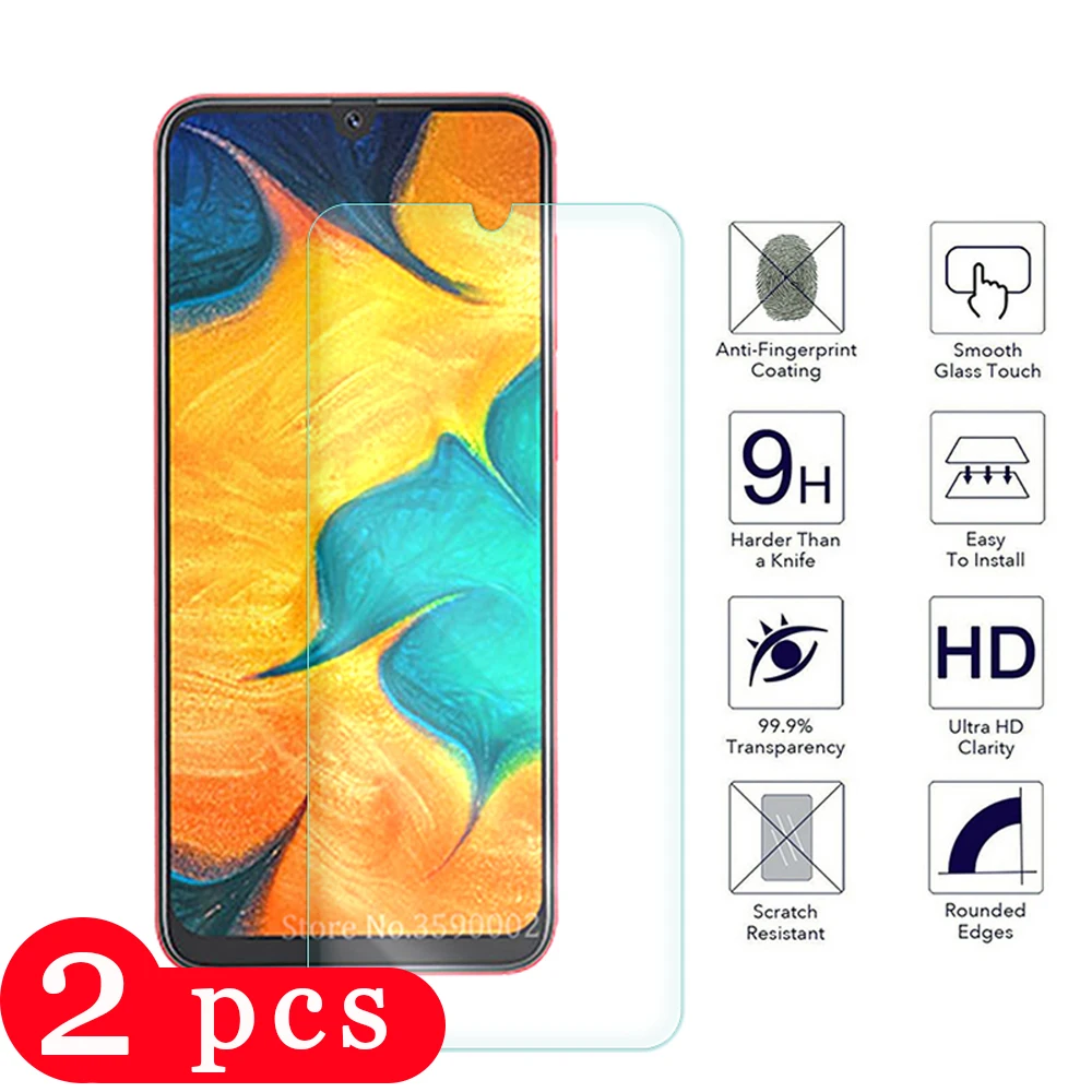 2Pcs protective galss for samsaung galaxy A10 A10S A20 A20E A30 A40 tempered glass A50 A60 A70 A80 A90 phone screen protector | Мобильные