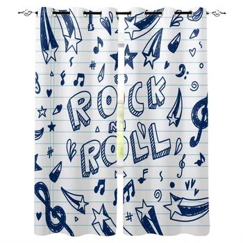 

Stars Music Note Comics Window Curtain Living Room Bathroom Kitchen Curtains Luxury Home Decor