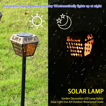 

Solar Garden Decoration LED Lamp Wrought Iron Hollow Ground Plug Light Outdoor Safety IP65 Waterproof Light Yard Light