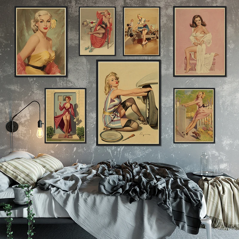 Винтажная крафт-бумага PINUP для девочек NO.2 Классическая постерная панель кафе