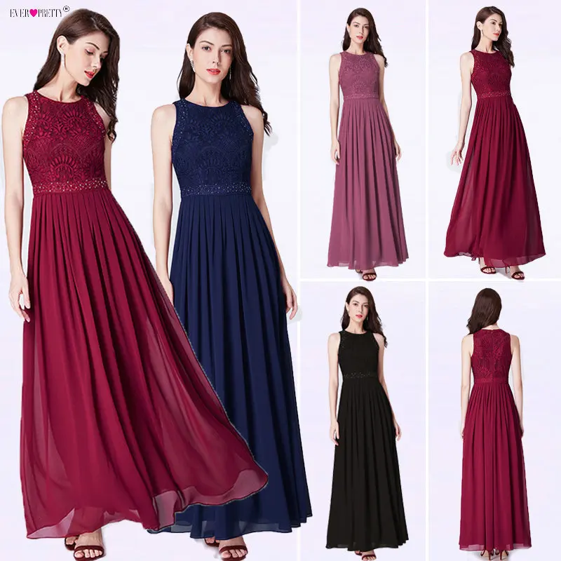 Prom Dresses 2020 Ever Pretty Elegant Beading Lace Long Banquet Party Gown Pleated Chiffon A-Line Robe De Soiree Lady Gala Dress