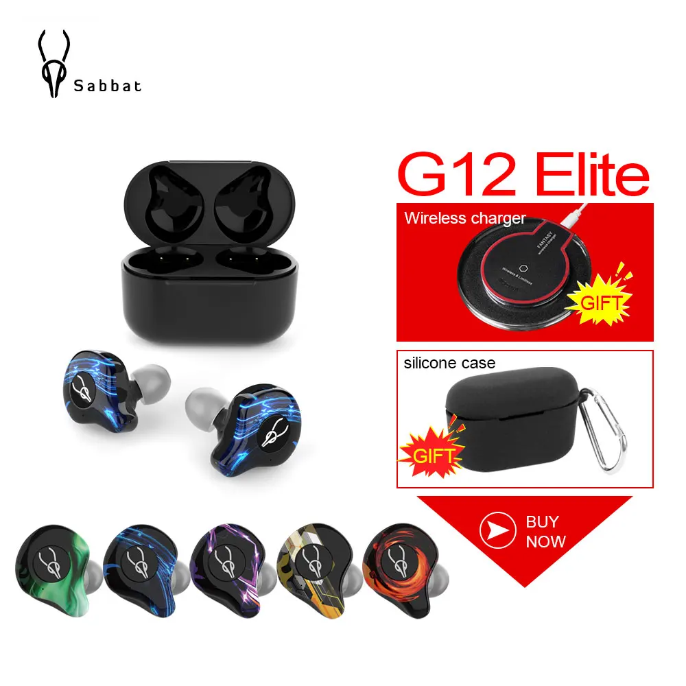 Sabbat G12 Elite Wireless TWS Earphone BT 5.0 Gaming Music Noise Reduction Earphones Mic 6D Soundscape X12 E12 Headset | Электроника