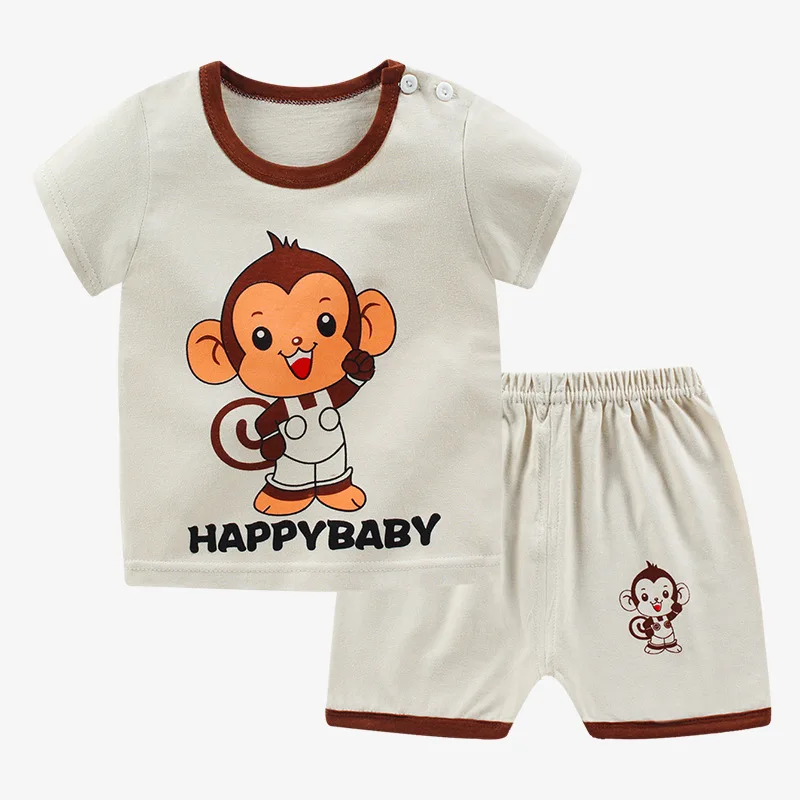 

Summer New Short Sleeved T Shirts Shorts Suit Baby Boys Girls Cartoon Clothes Cute Soft Cotton Casual Sets Childrend Pajamas
