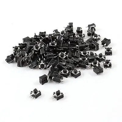 

100 Pcs Momentary 3P Tact Round Pushbutton Switch PCB Mount 4.5mmx4.5mmx3.8mm