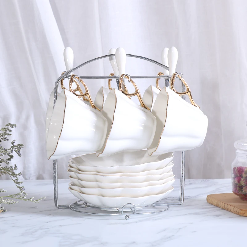 Керамическая чайная чашка и блюдце Royal Bone China белая высококачественная для офиса
