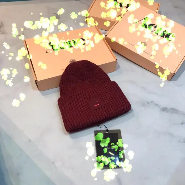 AC Studios Smiling face Beanie Skull Caps knitted Cashmere Eye Warm Couple Lovers Acne Hats Tide Street Hip-hop Wool Cap Adult 19