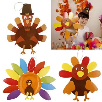 

3pcs DIY Thanksgiving Turkey Ornament Handmade Craft Set Fall Thanksgiving Party Hanging Decorations