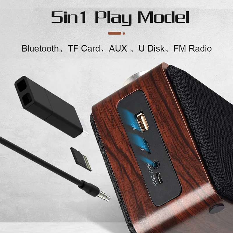 Сенсорная кнопка деревянный bluetooth динамик сабвуфер беспроводной стерео 3D стерео музыка объемный звук Поддержка Bluetooth TF AUX USB