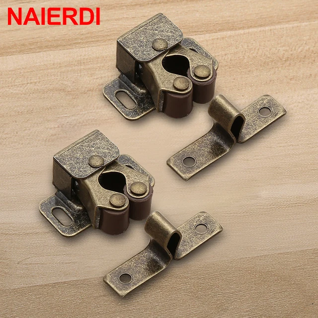 NAIERDI 2-10PCS Door Stop Closer Stoppers Damper Buffer Magnet Cabinet Catches For Wardrobe Hardware Furniture Fittings Bronze (2PCS)