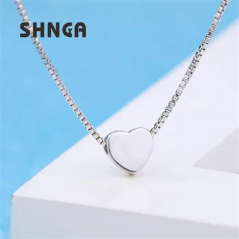 

Romantic Classic Wedding 100% Real 925 Sterling Silver Love Heart Shape Necklaces For Women Jewelry Collares BN066