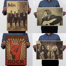 Музыка рок плакат крафт бумага кафе декоративная живопись настенные наклейки группа звезды картина 51,5*36 см Мульти Узор фестиваль