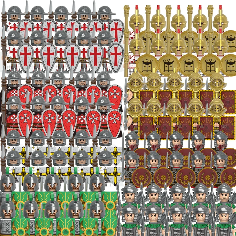 Medieval Knights Roman Soldier Building Blocks Military Weapons Armor Castle Figures Accessories Bricks Toys for Children Gifts | Игрушки и