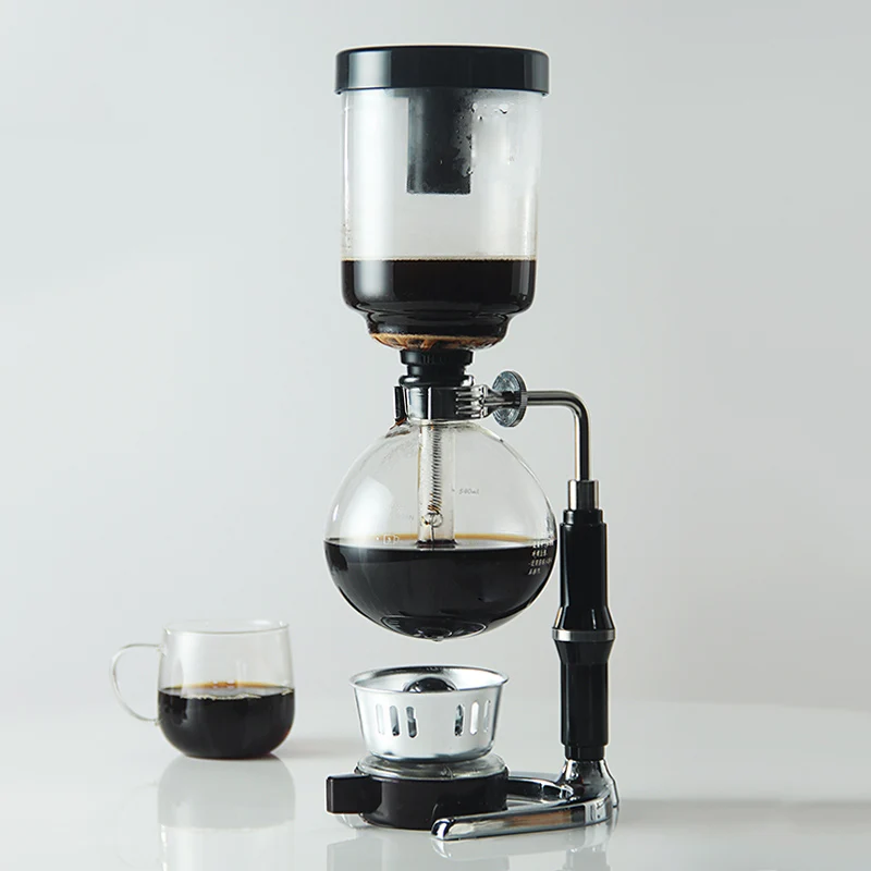 

3/5Cups Siphon Coffee Maker Home Vacuum Glass Manual Siphon Coffe Pot with Alcohol Burner Tabletop Syphon Tea Pot Coffee Brewer