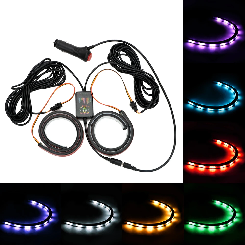 2 шт. декоративные лампы для автомобиля RGB Светодиодные полосы света автомобиля-Стайлинг Звук Музыка Управление гибкие автомобильные Внутренние огни