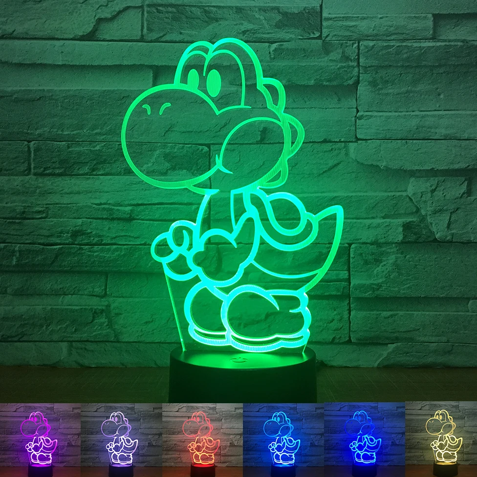 Супер Марио 3D светодиодный Ночной светильник Супер Марио и Луиджи Йоши 7 цветов Изменение лампа украшение комнаты фигурку игрушка для Рождественский подарок; Прямая поставка - Испускаемый цвет: Model 1