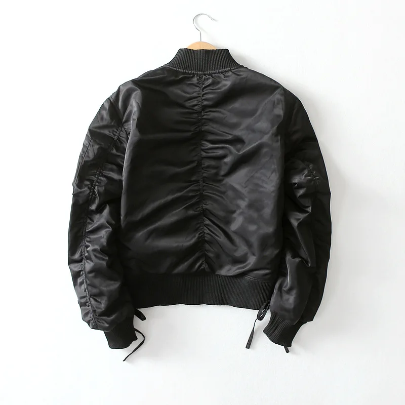 

2018a27 Winter New Style Simple Handsome Casual Drawstring Loose Version Pilots Cotton Coat Baseball Uniform outside