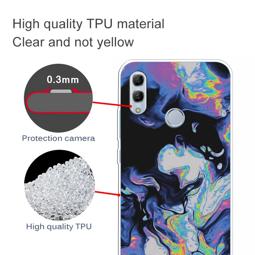 Мраморный чехол для huawei P Smart 2019 Модный тисненый лак Мягкий ТПУ Hono 10 Lite 20 Pro Чехол