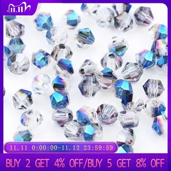 

4mm Shiny AB color Crystal Bicone Beads Glass Jewelry Beads Loose Spacer Beads earring bracelet making Jewelry Accessories DIY