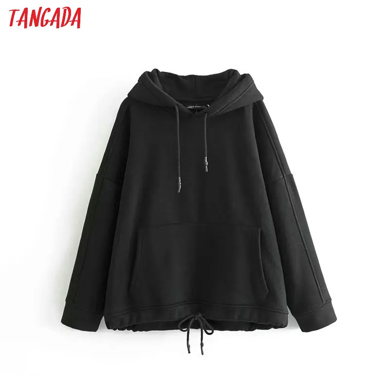 Tangada women fleece Pullovers Sweatshirt Autumn winter 2019 female solid oversize pullovers Casual pocket hooded tops 4M41 Tangada women fleece Pullovers Sweatshirt Autumn winter 2019 female solid oversize pullovers Casual pocket hooded tops 4M41