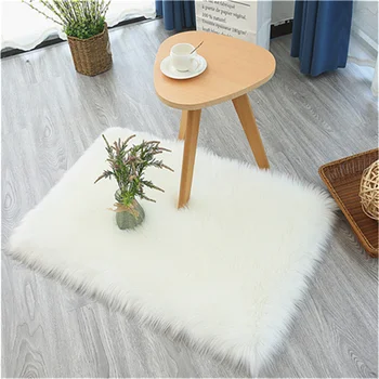 

Small Carpet Living Room Floor Mat Fluffy Soft Bedroom Decorative Grey Nordic Fur White Tufted Rectangle