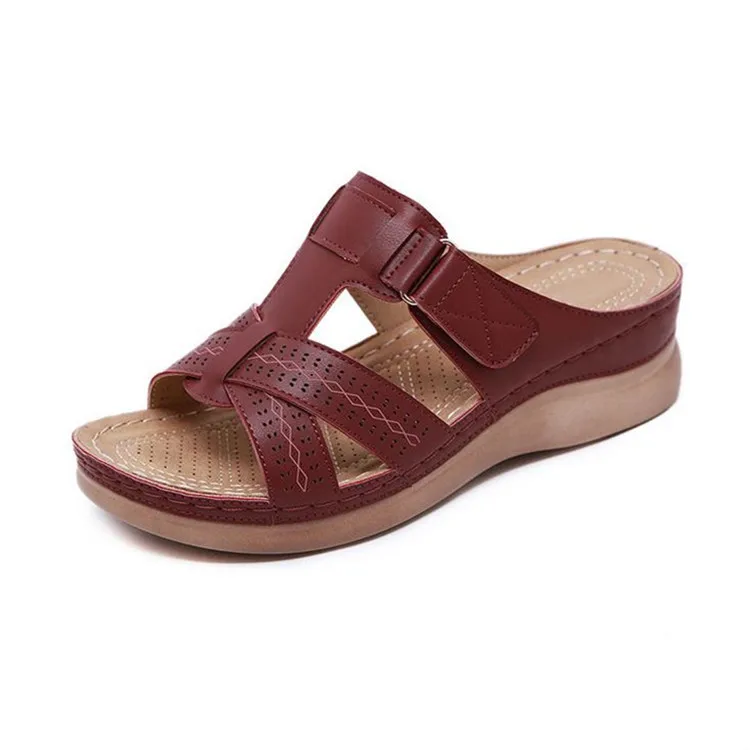 

2020 Comfortable Sandals Female Car Line Wear-resistant Anti-slip Large Size Retro Wedge With Thick Bottom New Summer